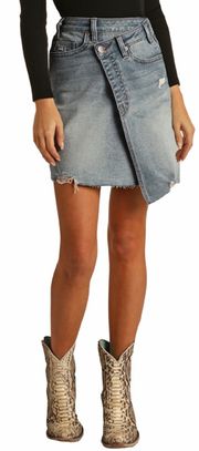 New!  Denim Asymmetrical Button Front Skirt Size XL