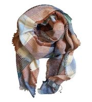 NWT Vince Camuto Plaid Woven Scarf in Orange and Blue New w/Tag