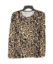 Reborn Tan, Brown, Beige, Black Leopard Long-Sleeved Top Wm Medium