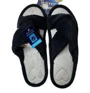 ISOTONER Signature Popcorn Eco Comfort Memory Foam Slipper Black M 7.5 - 8 New