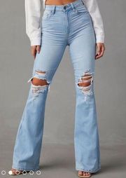 NWT Bradly High Waisted Distressed Flare Denim Pants Size 29