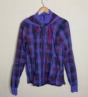 Lululemon  plaid print‎ purple full zip jacket with hoodie and pockets