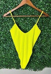 GOOD AMERICAN RIBBED One Piece Swimsuit WOMENS SIZE 1/2 Small NEON YELLOW NWOT