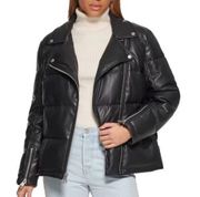 Levi's Black Faux Leather Moto Puffer Jacket NWT small