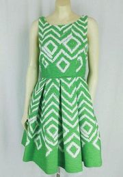 Danny & Nicole Retro Green Pleated Dress Sz L Xl