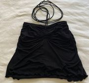 XS Black mini skirt with sinch tie around waist with built in underwear
