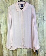 Doncaster Collection Wool Blend Pink Tabbed Long Sleeve Button Front Blo…