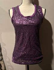 Purple Sequin Sparkle Tank Top