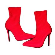 Akira red stretchy stilettos pull on boots women’s size 8