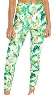 Wildfox Sweat Green & Yellow Palm Leaf Contender Compression Ankle Leggings