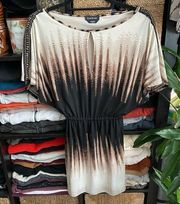 Bebe Brown/Tan/Black Tunic Style Synched Waist Dress Sz XXS