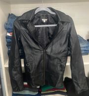 black leather jacket