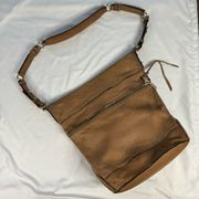 Rebecca Minkoff Large Brown Pebbled Leather Bucket Tote Purse Boho Minimalist