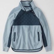 Abercrombie & Fitch Asymmetrical Snap-Up Fleece in Blue Size S