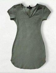 Olive Green Bodycon Mini-Dress, Women’s -SMALL-