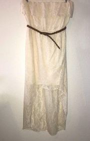 Trixxi Dress Cream / Off White Lace High-Low Strapless Dress Sz 3X NWT Belted