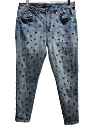 Baccini Skinny Embroidered Animal Print Jeans Size 12