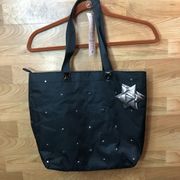 Bath & Body Works Zippered Tote Bag In Black with Silver Studs and Silve…