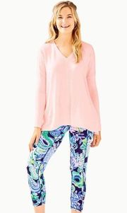Lilly Pulitzer Luxletics Pink V Neck Clifford Top Long Sleeve Women’s Small