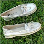 Michael Kors Silver Boat Shoe Moccasins- Size 8