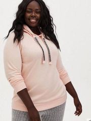 Torrid Size 6 Fleece Embellished Bling Drawstring Hoodie Pink Soft 6xl