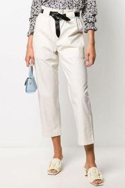 Ba&sh Stone Pants High Rise Cropped Paperbag Ecru Cotton Womens Size S Flawed