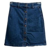 Maison Jules Button Front Stretch Denim Mini Skirt XS