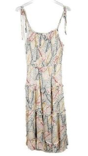 NWT Sim & Sam Ruffle Tie Shoulder Leaf Print Midi Dress Size Large L NEW