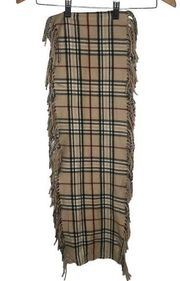 Cashmink by V. Fraas Plaid Scarf Fringe Trim 100% Acrylic Made in Germany Wrap