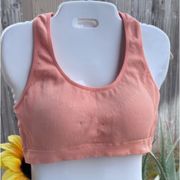 NWOT RYKA Peach Fuzz Apricot Melon with cups ribbed Sports Bra Size XL