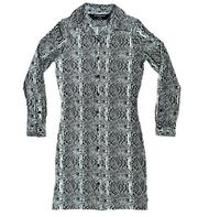 Snake Print Buttoned Sheath Shirt Dress