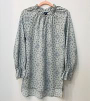 Floral Grey  Blouse Small Front Keyhole 3/4 Sleeves Polyester small.