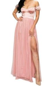 Privy Corset Style Off Shoulder Maxi Gown Mauve Size Large NWT