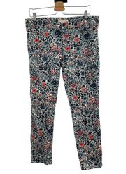 Tory Burch Emmy Ankle Skinny Jeans Blue Lake Kyoto Floral Print Size 31