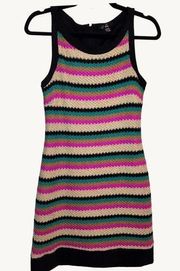 C. Luce Sleeveless Crochet Rainbow Stripe Dress Size Large/Medium