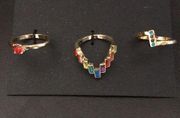 Nicole Miller set of 3 Gemstone Rings size 7