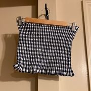 Navy and white checked crop top
