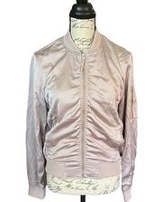 Lucky Brand Light Pink Satin Bomber Jacket Size Medium