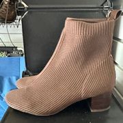 Joie Neely Ribbed Knit Sock Ankle Boots Chestnut Brown Size 7