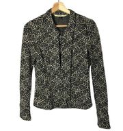 Diane Von Furstenberg Black & Beige Printed Knit Blazer Jacket 4