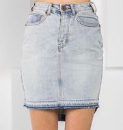 One Teaspoon High Waist Long Rise Super Fitted Mid Length Denim Skirt Sz 26