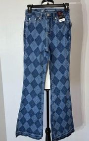 No Boundaries high-rise flare argyle print NWT flare jeans in a junior size 1