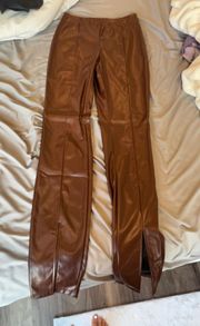 Brown Leather Jeans 