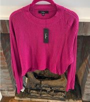 NWT Lulus Crop Crewneck Sweater size XS Hot Pink