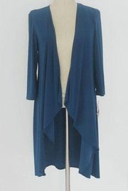R & M Richards Draped Open Front Green Cardigan Size 10