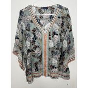 Democracy Blouse Floral Size Medium Flowy Bohemian Spring Summer Top