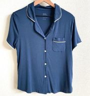 Blue Button Front Pajama Sleep Shirt Women's Small NWOT