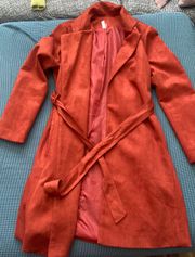 Burnt Orange Suede Dress Coat