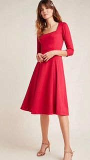 x Anthropologie Red Jocelyn Midi Dress Size Small