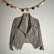 5/48 Saks 5th Ave grey open leather jacket